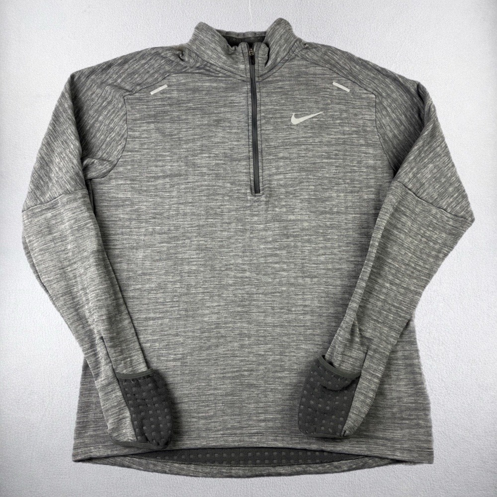 Nike Running Top Mens Medium Gray Therma-FIT 1/2 Zip Pullover CU6087-068